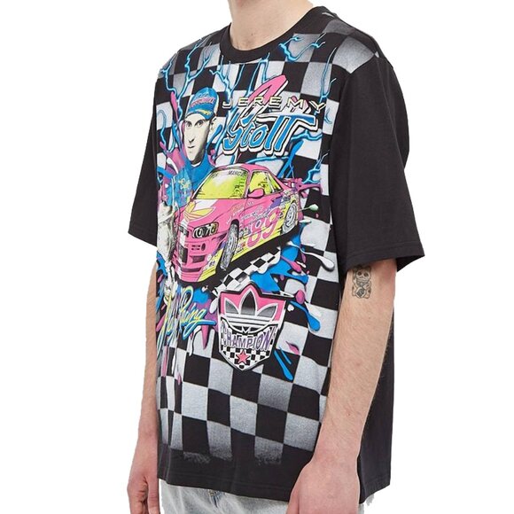 $60 ADIDAS ORIGINALS x JEREMY SCOTT RALLY RACING GRAPHIC SHIRT HG6512 BLACK XS - Picture 2 of 7